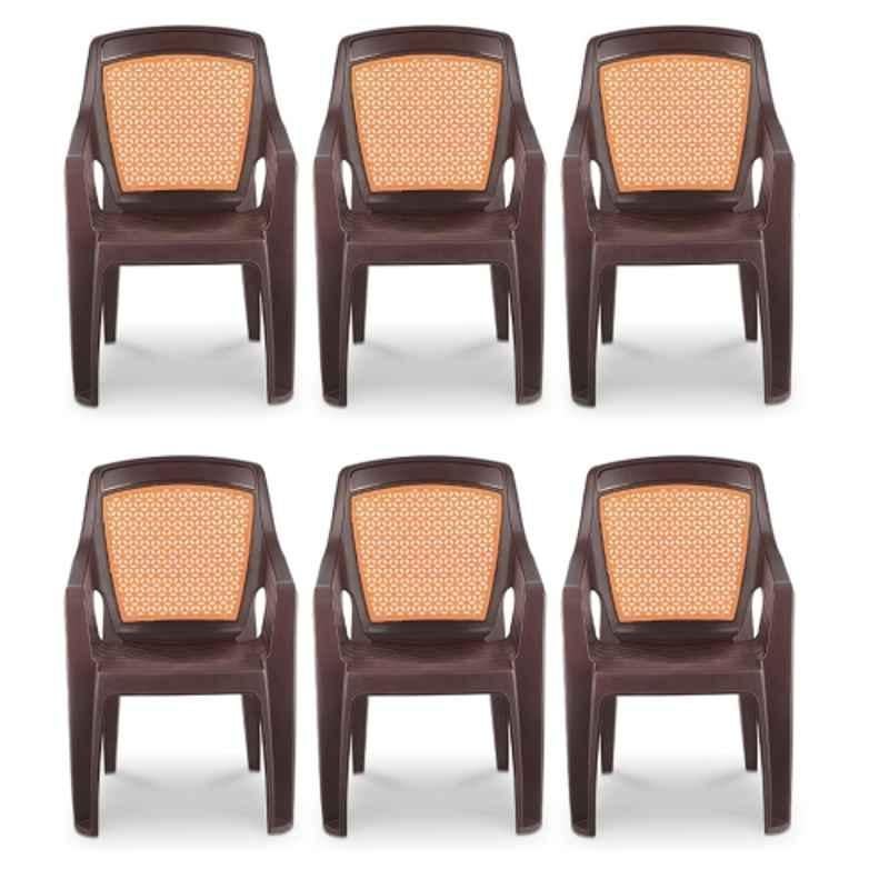 Maharaja Safari114 560x565x840mm Plastic Orange Heavy Duty Luxury Armrest Chair (Pack of 6)
