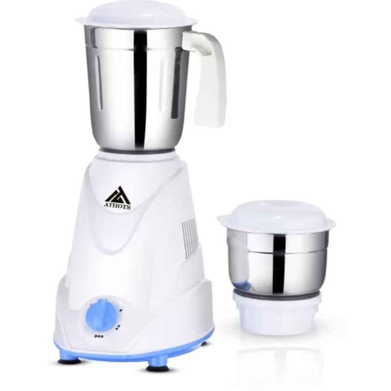 Athots Foster 550W ABS Sky Blue & White Copper Motor Mixer Grinder with 2 Jars