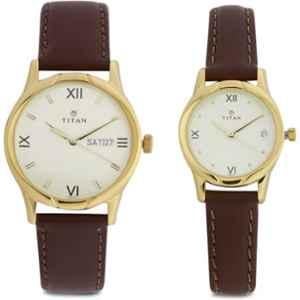 Titan Brown Analog Watch Set for Couple, NN15802490YL05