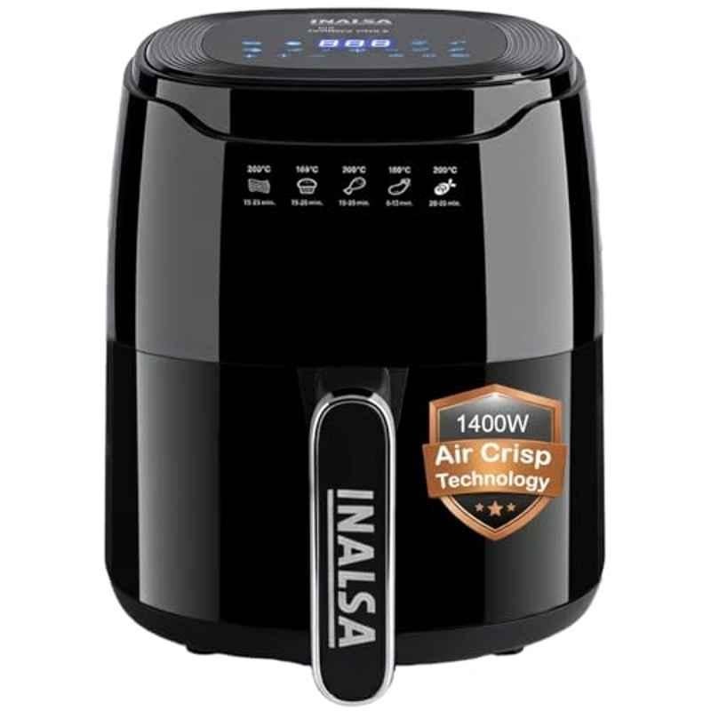 Inalsa Tasty Fry 4.2 Litre 1400W Air Black Fryer with 2 Years Warranty