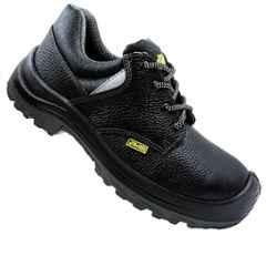 Jama Phoenix Leather Steel Toe Black Safety Shoes with PU Sole Double Density, JR 003, Size: 8