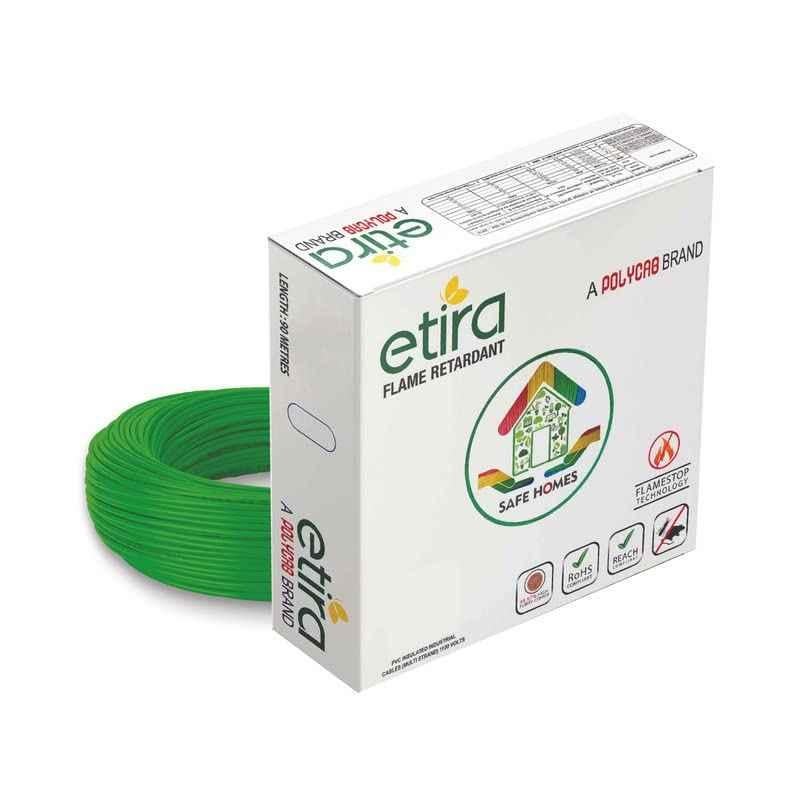 Polycab Etira 0.75 Sqmm 90m Green Single Core FR Multistrand PVC Insulated Unsheathed Industrial Cable