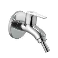 Cliquin Desire Hector Brass Silver Chrome Wall Mounted Nozzle Bib Cock for Washing Machine, Garden & Outdoor Use