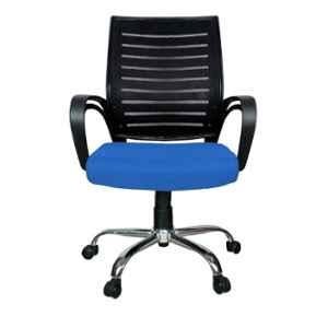 RM HOME Veltor Classic Leather Medium Back Blue Executive Chair