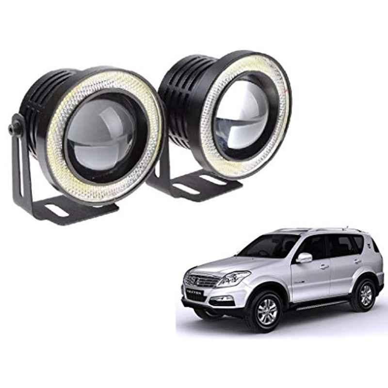 Kozdiko 2 Pcs 15W 3.5 inch High Power White LED Projector COB Fog Light Set with White Angel Eye Ring for Mahindra Rexton, koz_72691
