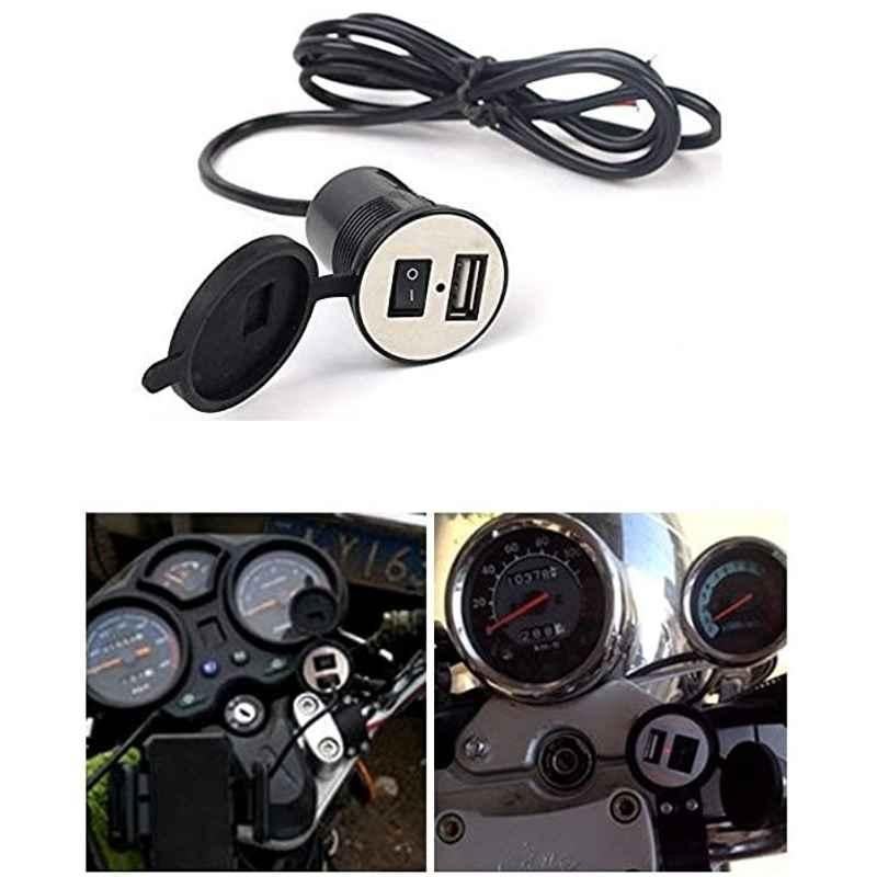 AOW Motorcycle Bike Mobile Phone USB Charger Power Adapter (12v) Universal for All Bikes & All Gearless Scooters