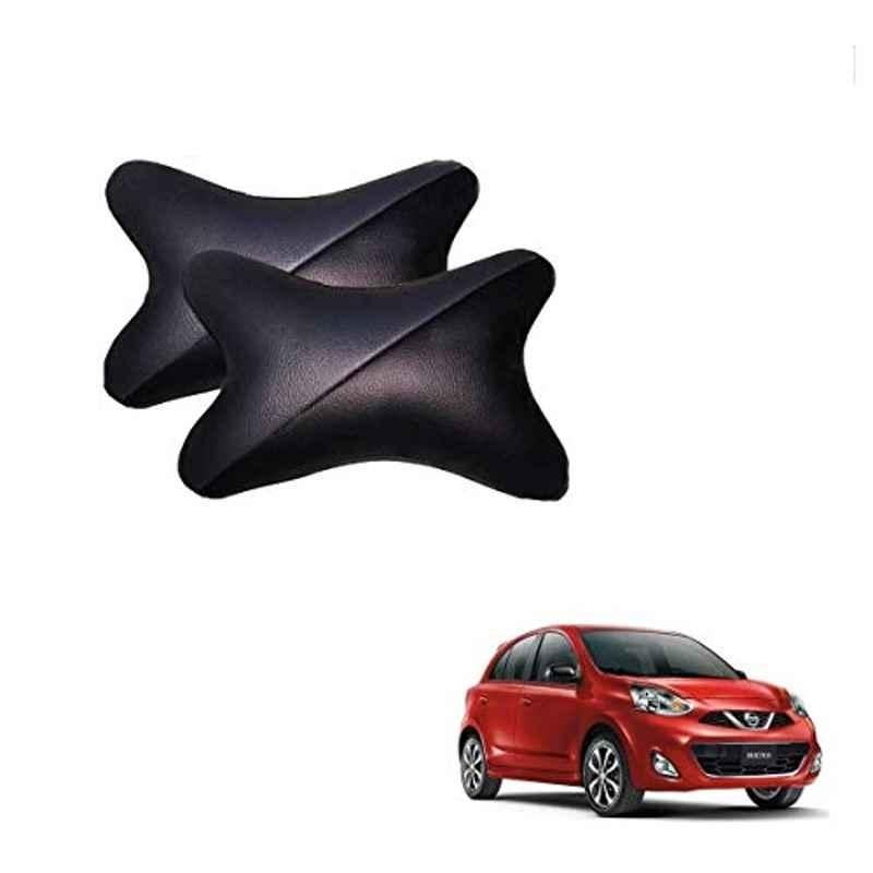 Kozdiko 2 Pcs Memory Foam Grey & Black Car Neck Rest Cushion Pillow Set for Nissan Micra Active