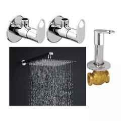 Fastgear 4 Pcs Stainless Steel Silver Chrome Finish Faucet Set with Shower, FG2662