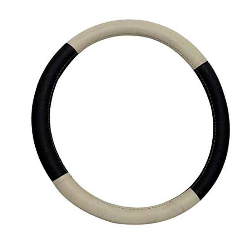 Black and beige on sale steering wheel cover