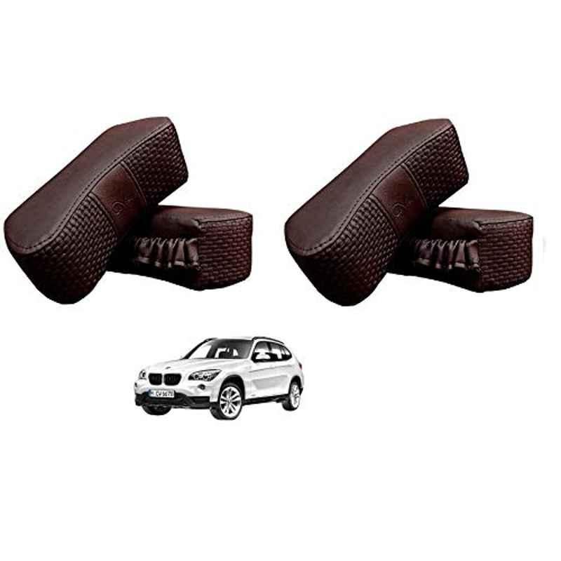 Kozdiko 4 Pcs CV Designer Cola Leatherite Neck Rest Car Cushion Pillow Set for BMW X1