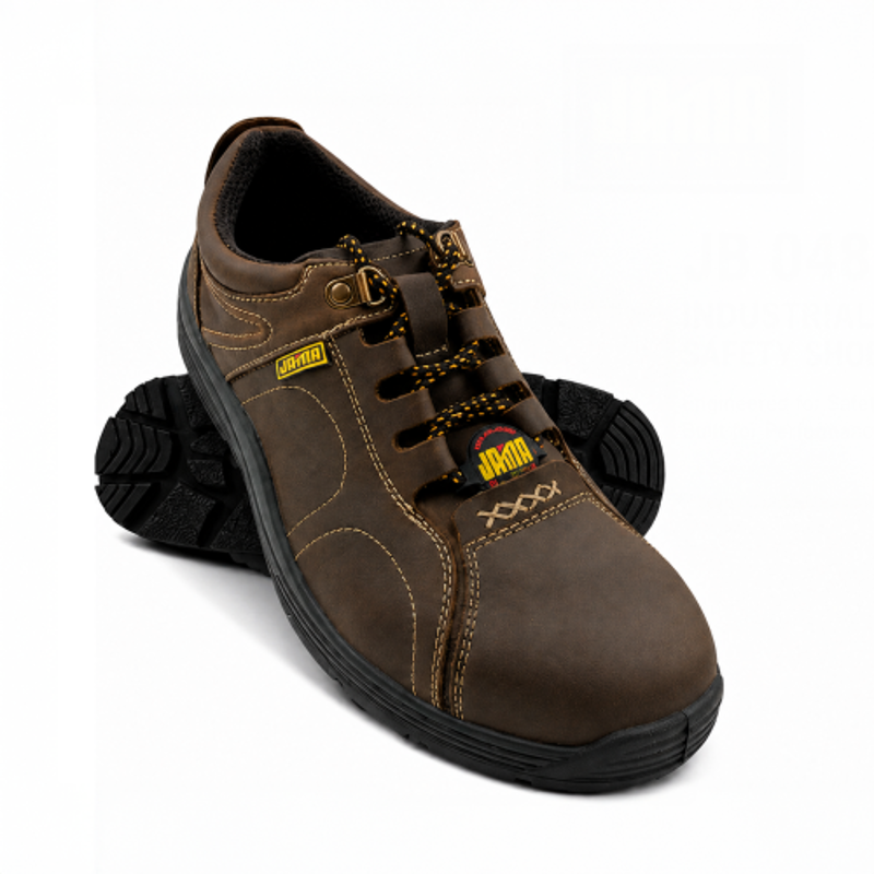 JAMA Leather PU Steel Toe Brown Safety Shoe, 82407-JB048AZ-07, Size: 7