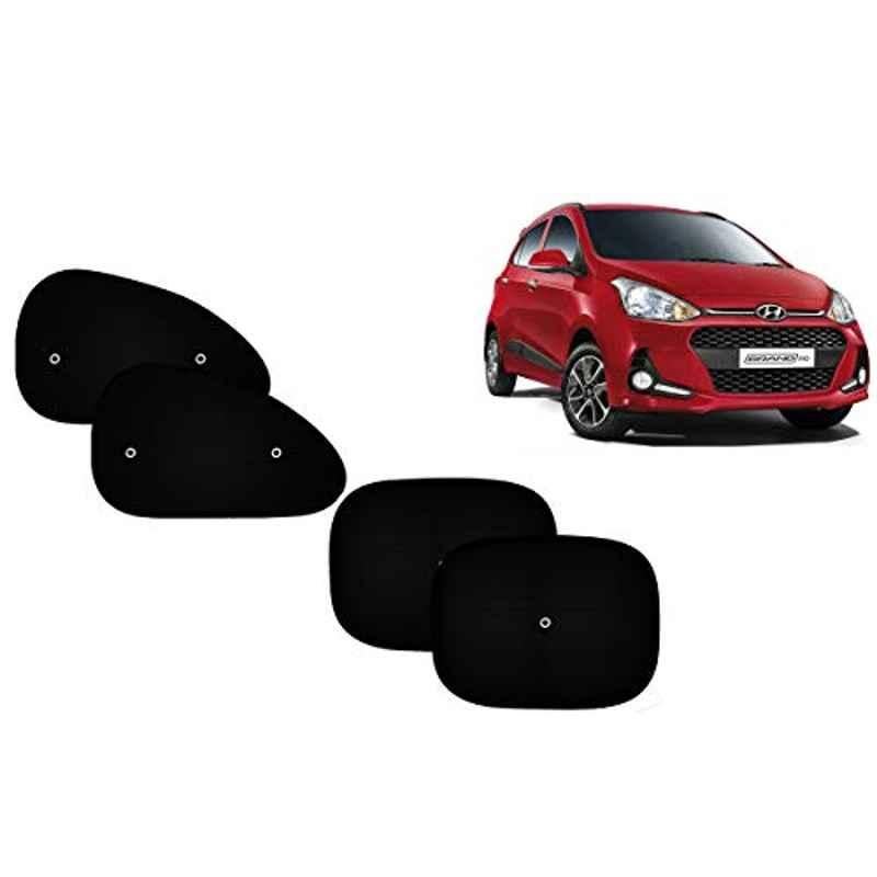Auto Pearl 4 Pcs PVC & Mesh Black Window Side Sun Shade Set for Hyundai i10 Grand 2017