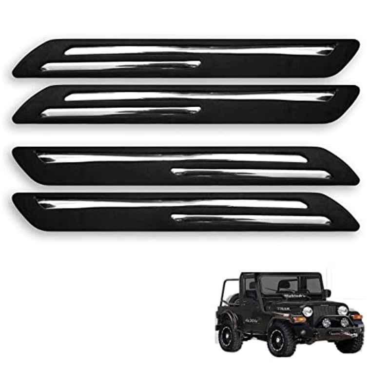 Kozdiko 4 Pcs Rubber Black Double Chrome Strips Car Bumper Protector Guard Set for Mahindra Thar Old