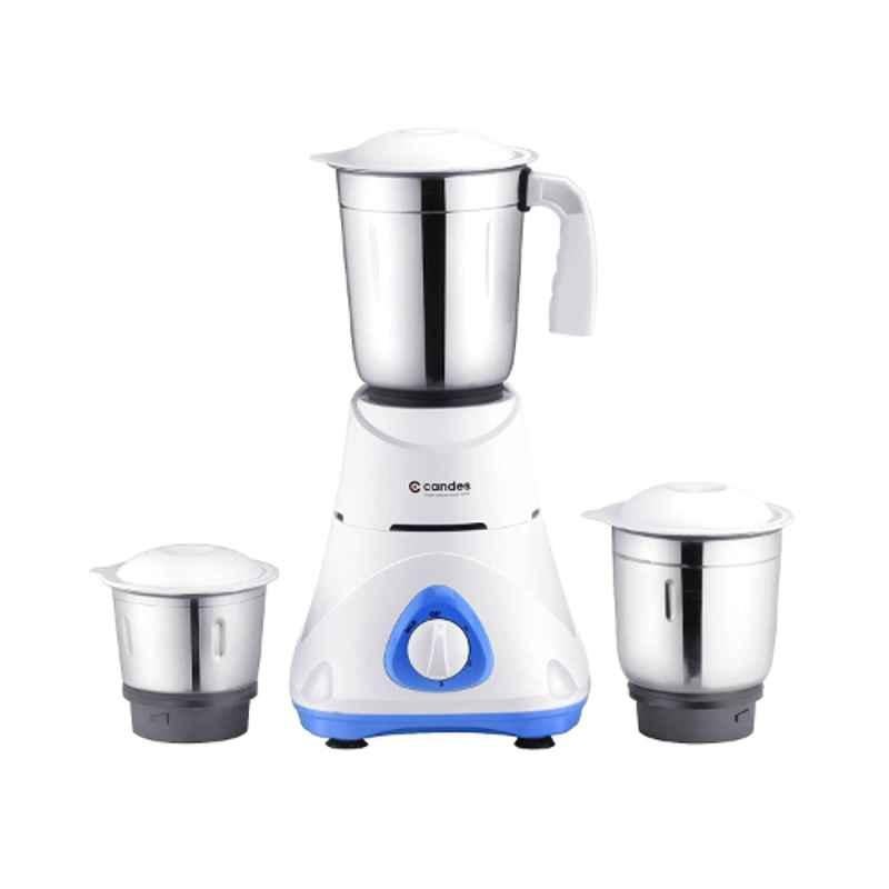 Candes Bolt 550W Plastic White & Blue Mixer Grinder with 3 Jar, BoltMgWB1cc