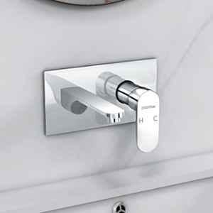 Plantex Pure Brass Basin Mixer Tap/Hot & Cold Water Tap with Brass Wall Flange & Teflon Tape/Water Tap (ORNa-227, Chrome)