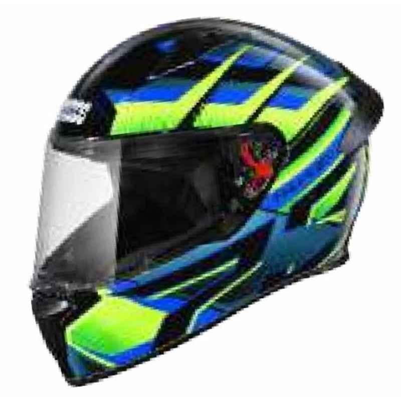 Studds Thunder D6 Matt Black & Green N1 Full Face Motorcycle Helmet, Size: L