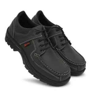 All Safe Genuine Leather Steel Toe Sports Look Black Safety Shoes, Wlsofty 2000, Size: 10