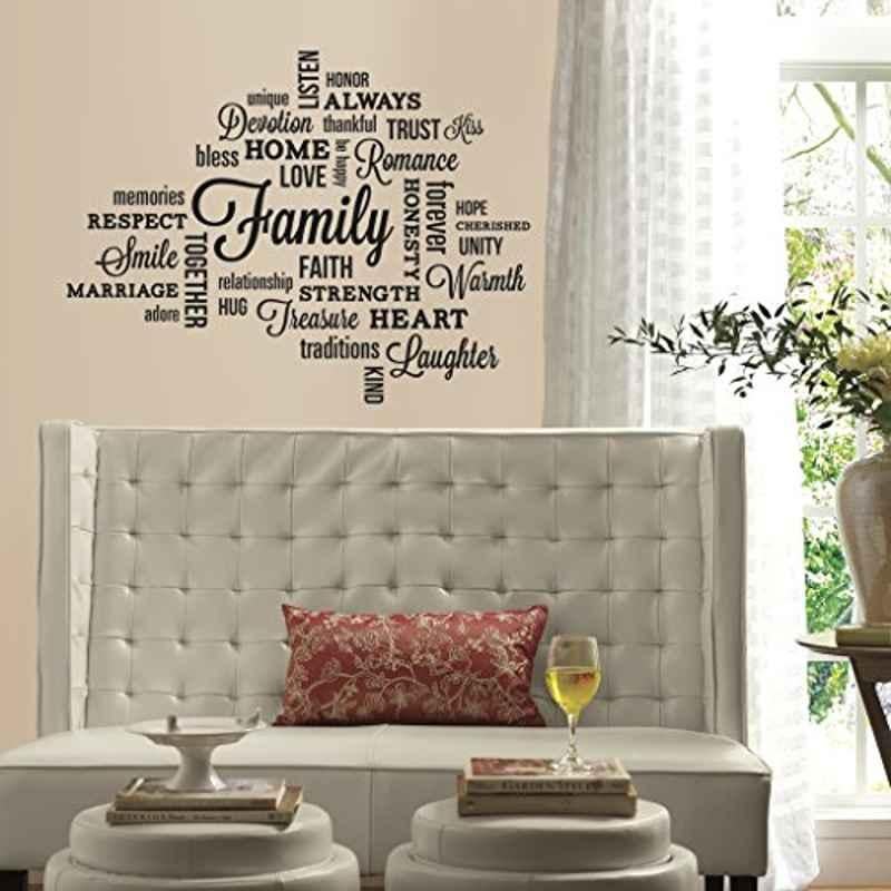 Asian Paints W071D48VY45 Nilaya Vinyl Black Family Quote Self Adhesive Wall Sticker, HPCA4093