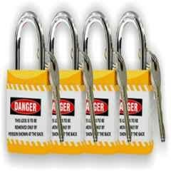 Asian Loto Yellow Regular Shackle Jacket Padlock, ALC-LPR-YYYY (Pack of 4)