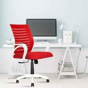 Rose Elite Mesh White & Red Medium Back Ergonomic Chair