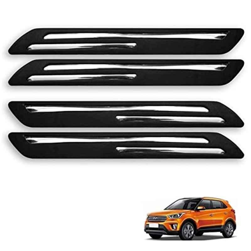 Kozdiko 4 Pcs Rubber Black Double Chrome Strips Car Bumper Protector Guard Set for Hyundai Creta
