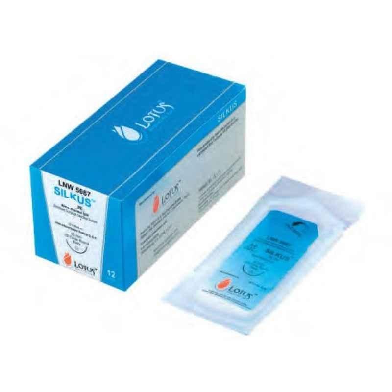 Lotus Silkus 12 Pcs 4-0 USP Black 3/8 Circle Cutting Suture, LNW 5001