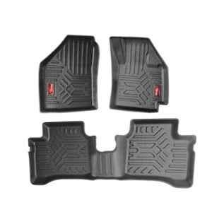 Pruvu 3 Pcs TPE Black 2 Row Car Floor Mat Set for Manual & Automatic Maruti Suzuki Swift 2025, PRU-TFM 021