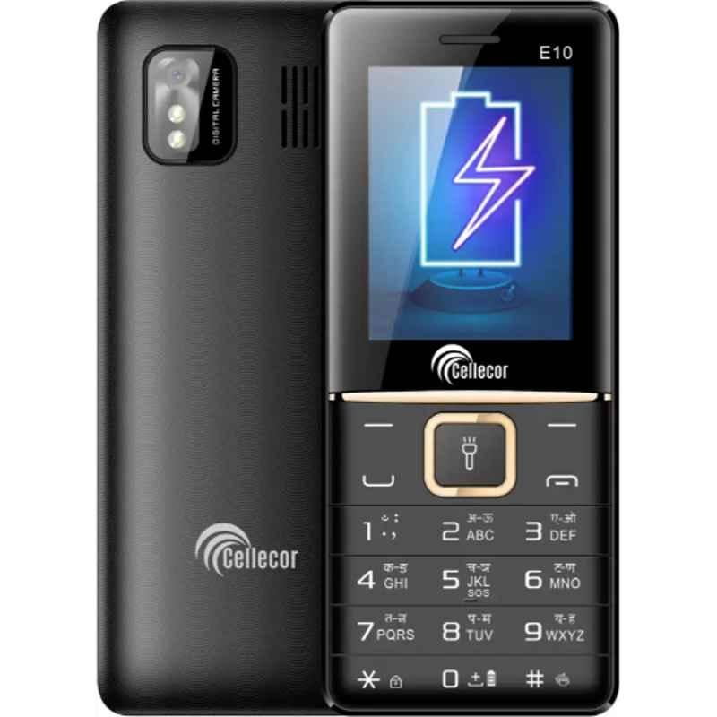 Cellecor E10 32GB/32GB 2.4 inch Black Dual Sim Feature Phone with Torch Light & FM