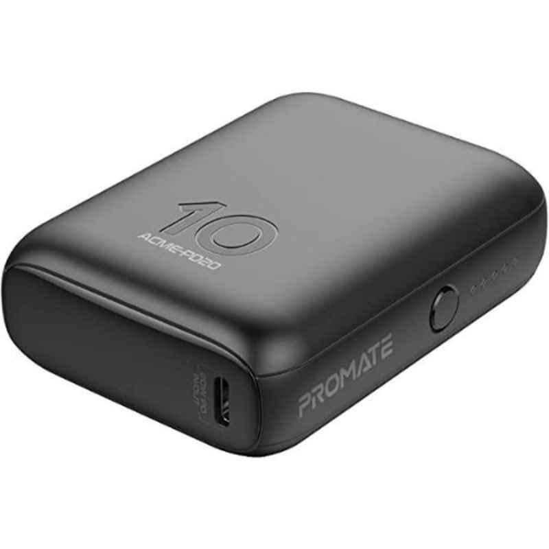 Promate 10000mAh 20W Black Ultra-Compact Power Bank with Quick Charge 3.0, Acme-PD20