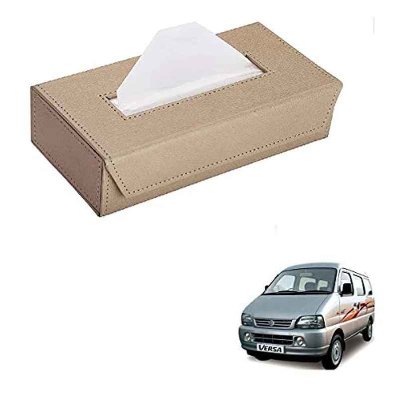 Kozdiko 100 Pulls PU Leather Beige Car Tissue Paper Box with 200 Sheets for Maruti Suzuki Versa