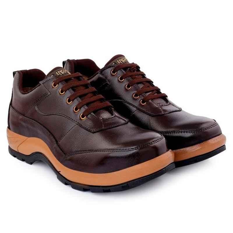 Enrich Field SGS1136BR Genuine Leather Steel Toe Black Corporate Casual Safety Shoe, Size: 10