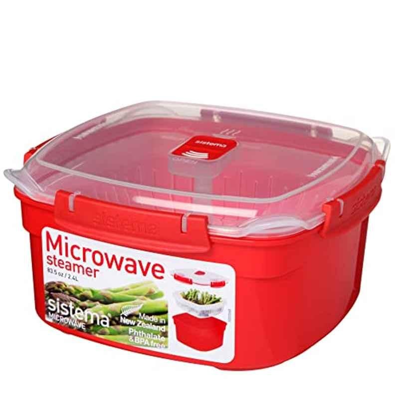 Sistema 2.4L Plastic Red Microwave Collection Steamer, 1102, Size: Medium