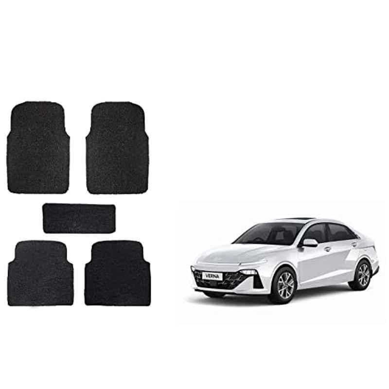 Kozdiko 5 Pcs Black Heavy Duty Anti Slip Noodle Nomad Style Car Floor Mat for Hyundai New Verna (2023-Present)