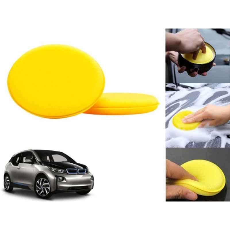 Auto Pearl Polyurethane Beige Washing & Waxing Polish Foam Sponge for i3 (Pack of 2)