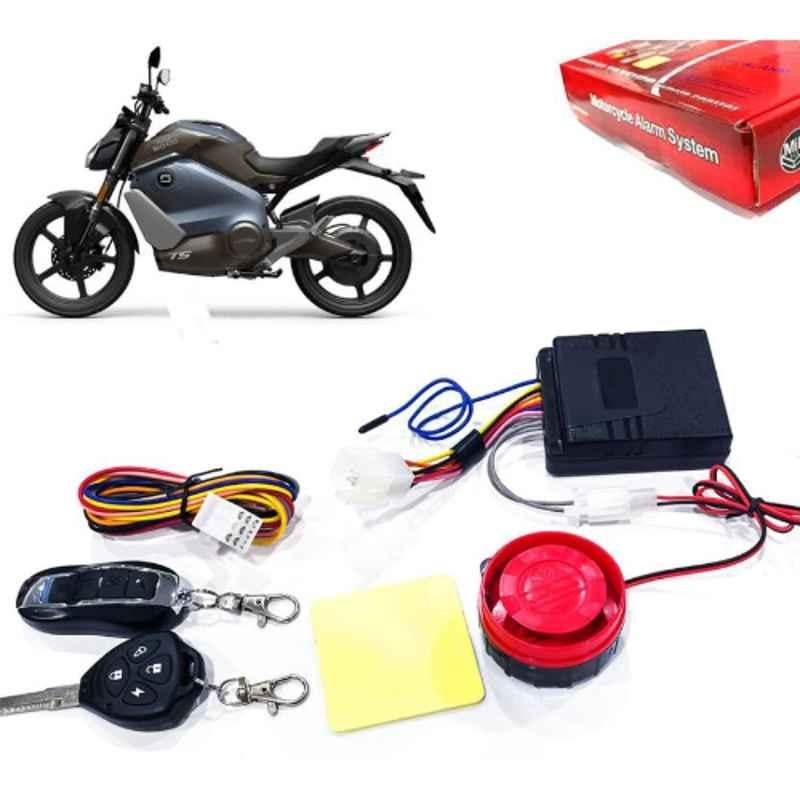 Auto Pearl 12V Black Two-Way Anti Theft Motorcycle Alarm Kit with 2 Pcs Remote for Super Soco TS Street Hunter