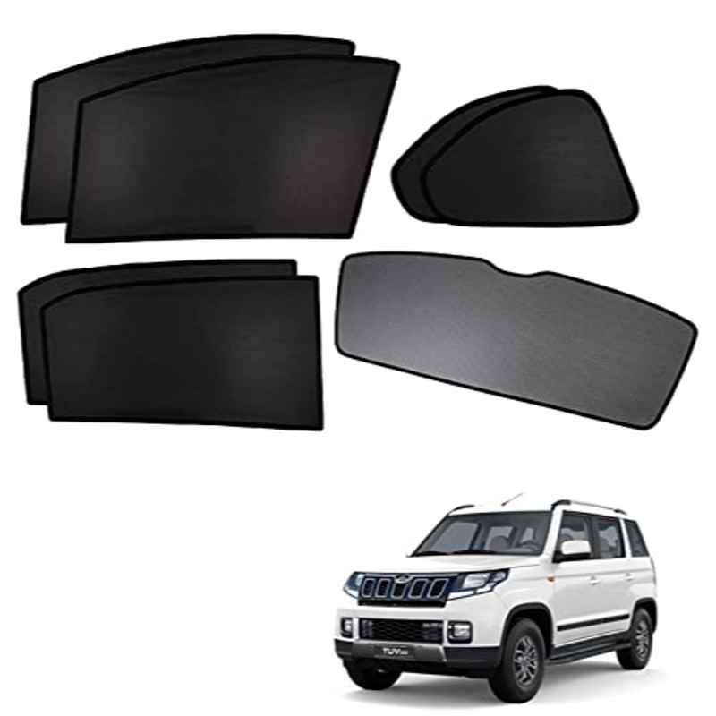 Kozdiko 5 Pcs Polyester Black Non Magnetic Window & Rear Sun Shades Set for Mahindra TUV 300