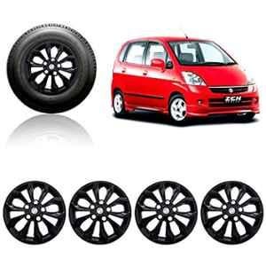 Auto Pearl 4 Pcs 14 inch ABS Black Press Fitting Wheel Cover Set Caps for Maruti Suzuki Zen Estilo Type 1