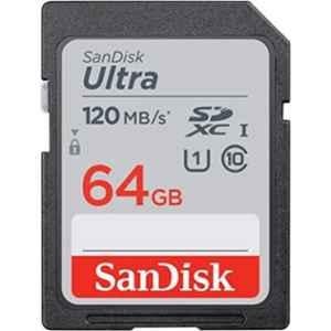 Sandisk Ultra 64GB Metallic Silver SDXC UHS-I Camera Card, SDSDUN4-064G-GN6IN