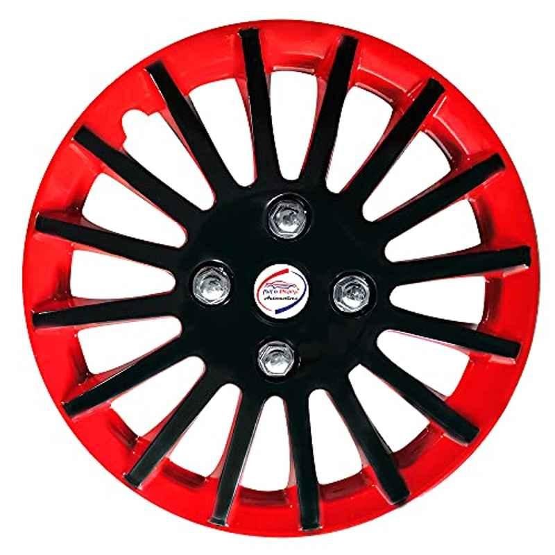 Auto Pearl 4 Pcs 13 inch ABS Black & Red Press Type Fitting Car Wheel Cover Set for Maruti Estilo T 1