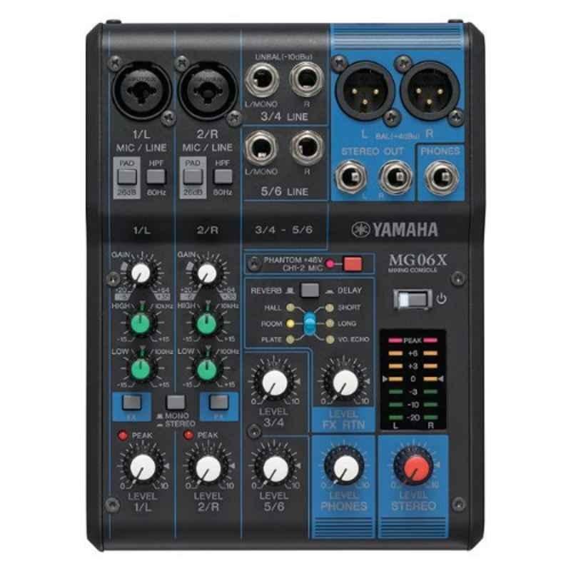 Yamaha 6 Mono & 2 Stereo Black Analog Mixer, Yamaha-MG06X