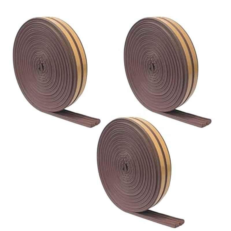 Plantex 18ft E Shape Brown Window Seal Tape for Perimeter/Door Strip/DIY 3M Self Adhesive/Soundproof & Weatherproof Strip (Pack of 3)
