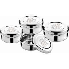 Classic Essentials CE-2021LAZER-A 4 Pcs Silver Poori Utility Box (Pack of 2)