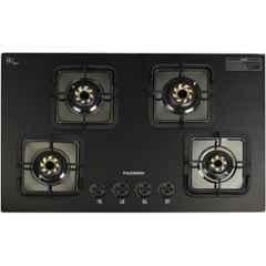 Padmini 4 Burner Stainless Steel Black Automatic Ignition Glass Top Gas Stove, Gas Hob ONYX-407 EDGE