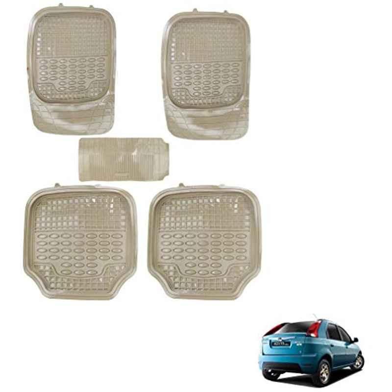 Kozdiko 5 Pcs 4G Beige Rubber & PVC Heavy Car Foot Mat Set for Mahindra Verito Vibe, koz_81161