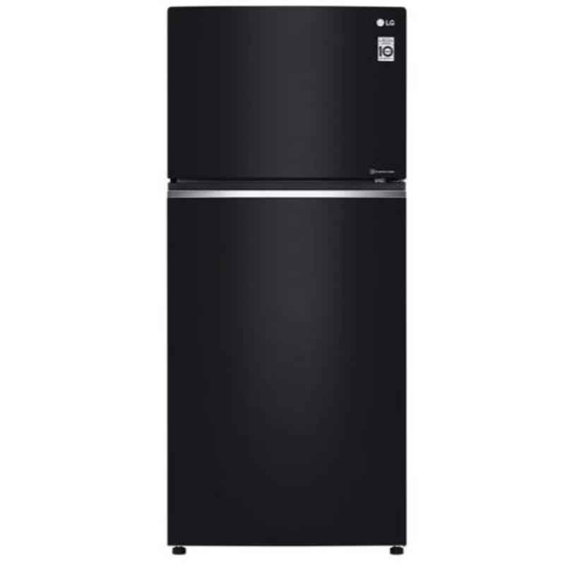 LG 427L Black Glass Frost Free Double Door Refrigerator with Top Mount Freezer, GN-C422SGCU