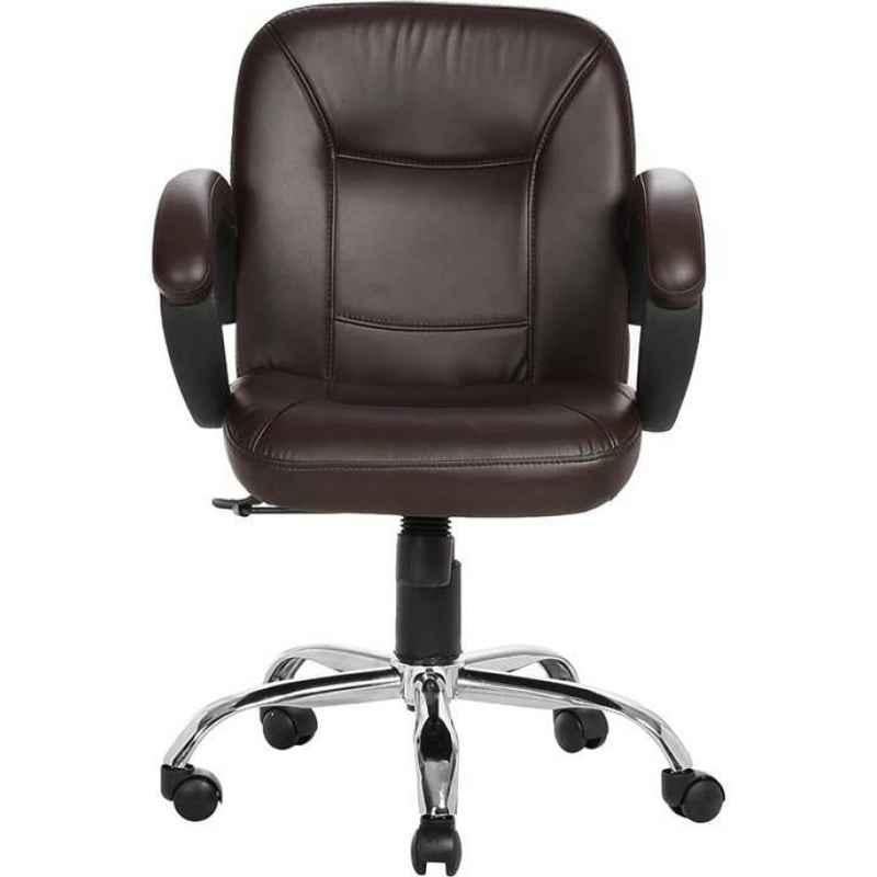 Chair Garage PU Leatherette Chocolate Brown Adjustable Height Office Chair with Back Support, CG161 (Pack of 2)