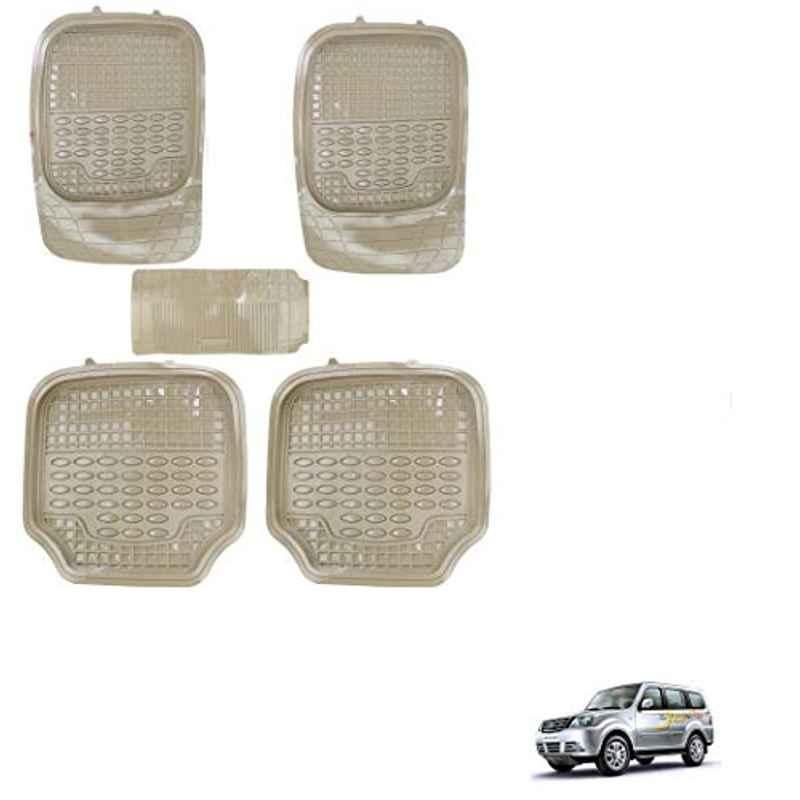 Kozdiko 5 Pcs 4G Beige Rubber & PVC Heavy Car Foot Mat Set for Tata Sumo Grand, koz_81024