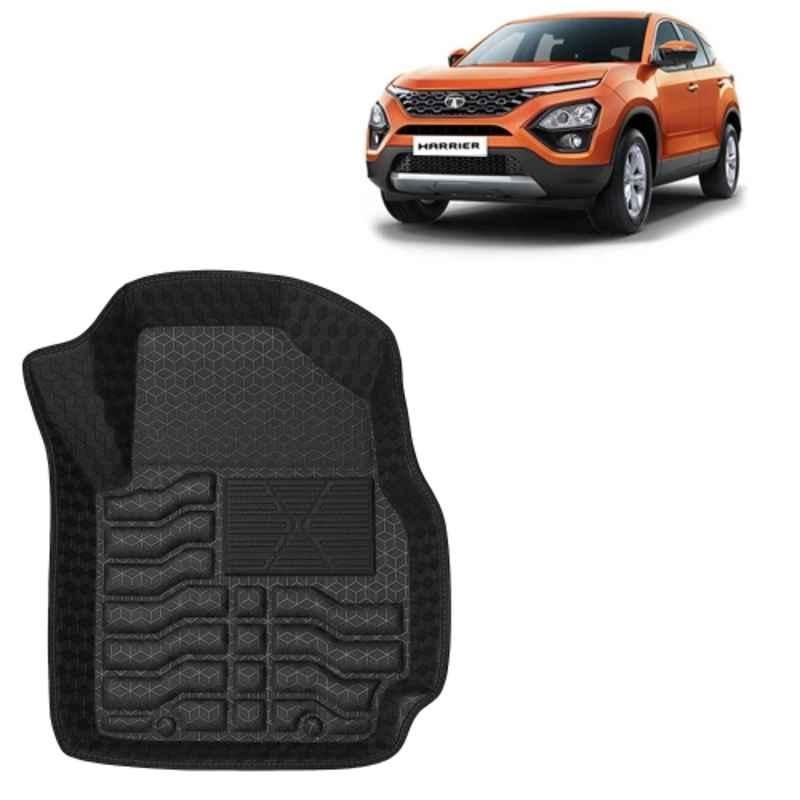 Kingsway 3 Pcs Premium 4.5D 100% Waterproof Tray Shape PVC Black Car Floor Mat Set for Tata Harrier Automatic 2019 to 2023 All Model