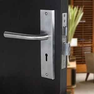 Saze 8 inch Stainless Steel Matt Finish Silver Key Plate Mortise Door Lock Pull Handle Set, MG-1106