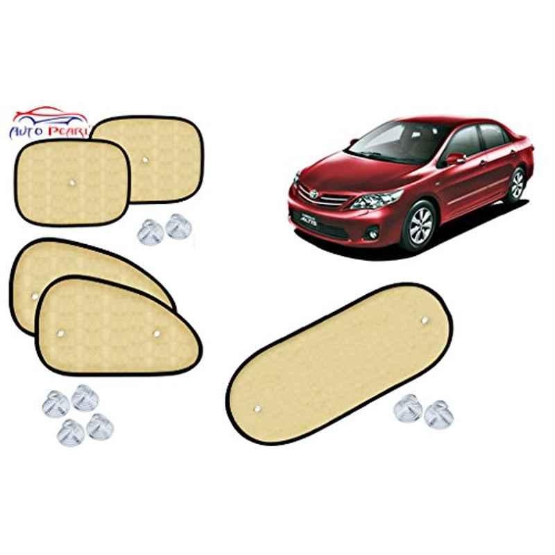 Auto Pearl 5 Pcs PVC & Mesh Beige Window & Rear Sun Shade Set for Toyota Corolla Altis, Chipkoo_Beige5_Corolla Altis